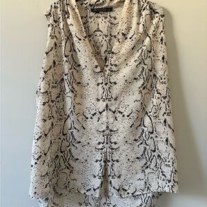 Anthropologie Rose and Olive Black and Cream Snake Print Blouse